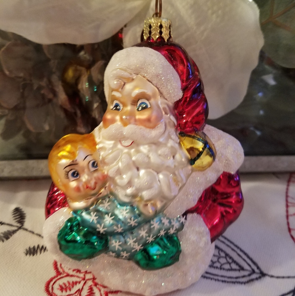Christopher Radko Santa Claus with Christmas Baby Ornament